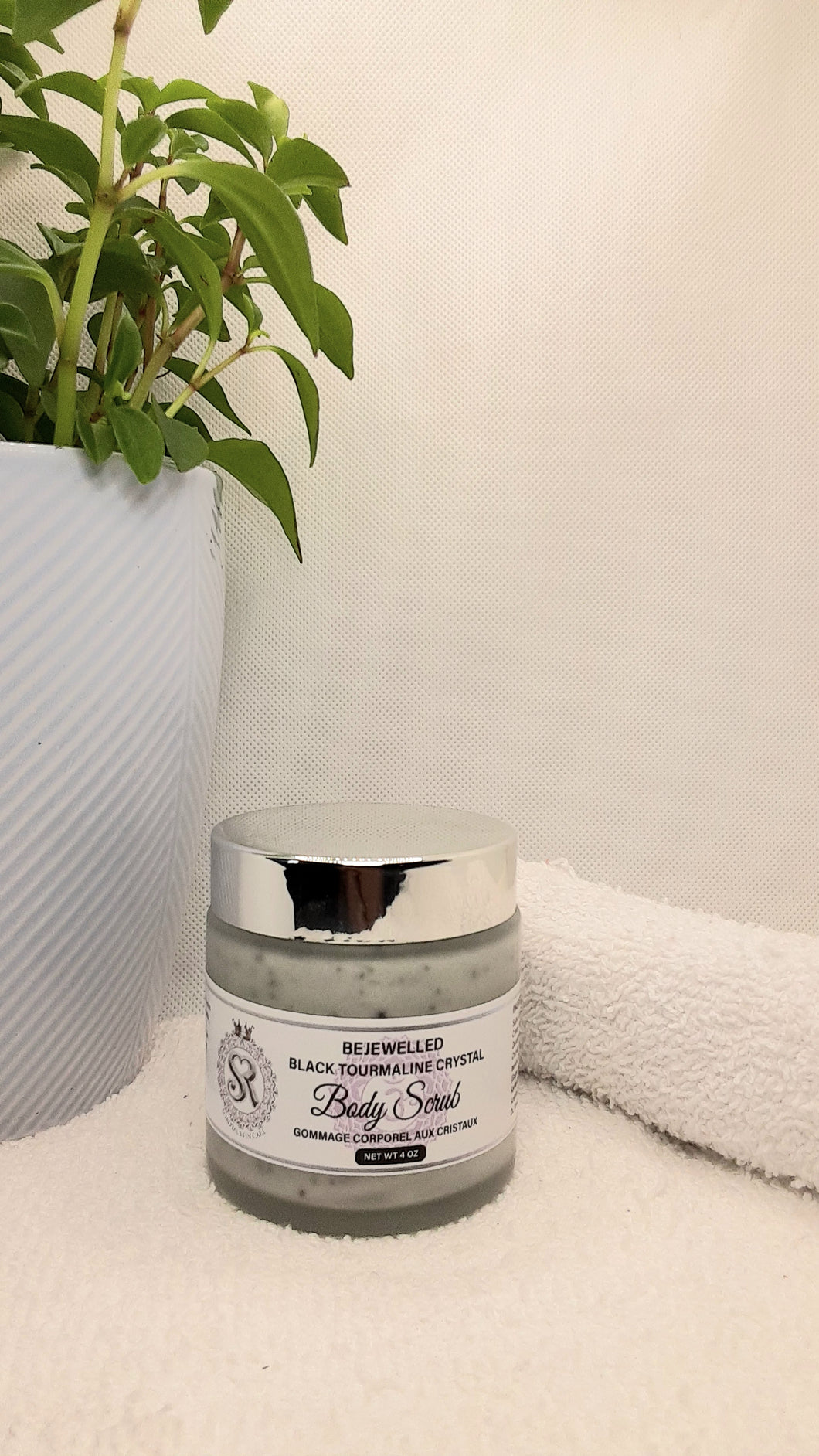 Bejewelled Black Tourmaline Crystal Scrub
