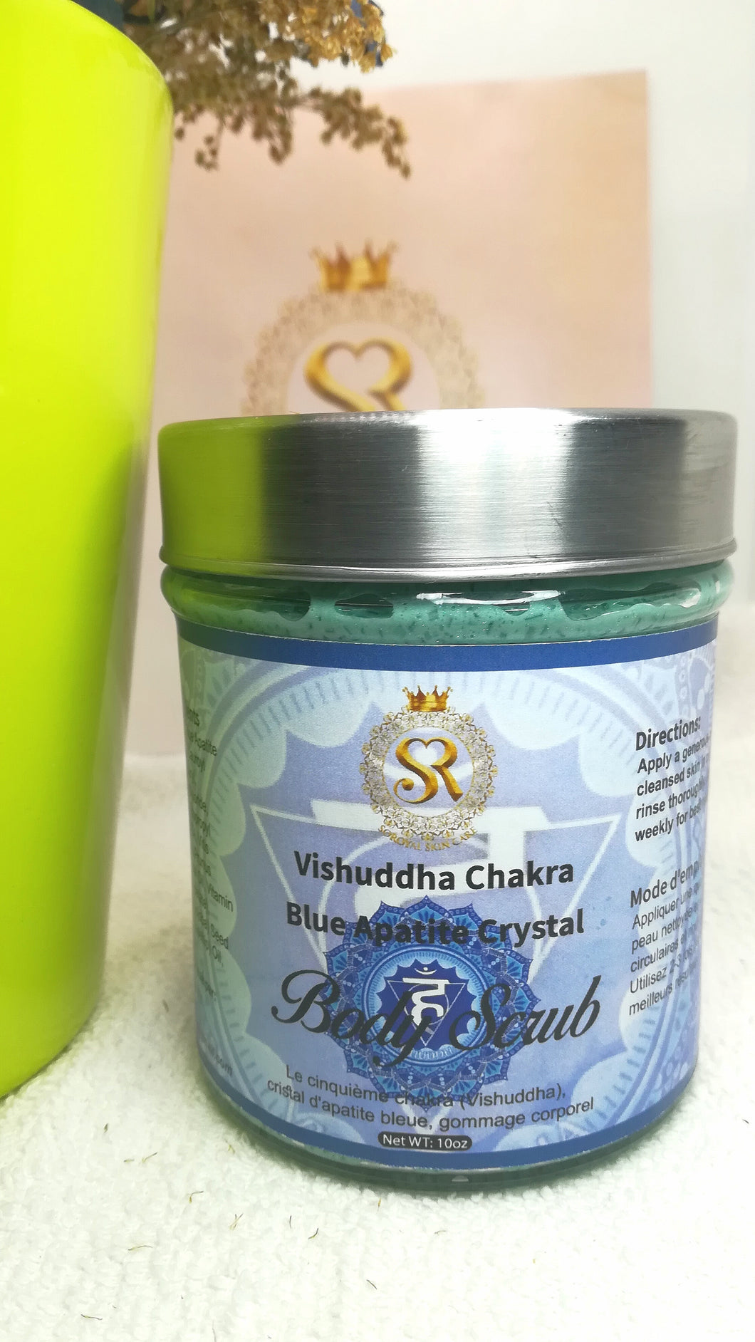 Vishuddha (Throat) Chakra with Blue Apatite and Lapis Lazuli Crystal Body Scrub